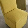 thumbnail image 5 of Set of 2 Yellow Linen Rolling Chairs with 360-Degree Swivel and Hidden Storage, Armless Upholstered Dining Chairs for Living Room, Office, and Small Spaces, 5 of 7