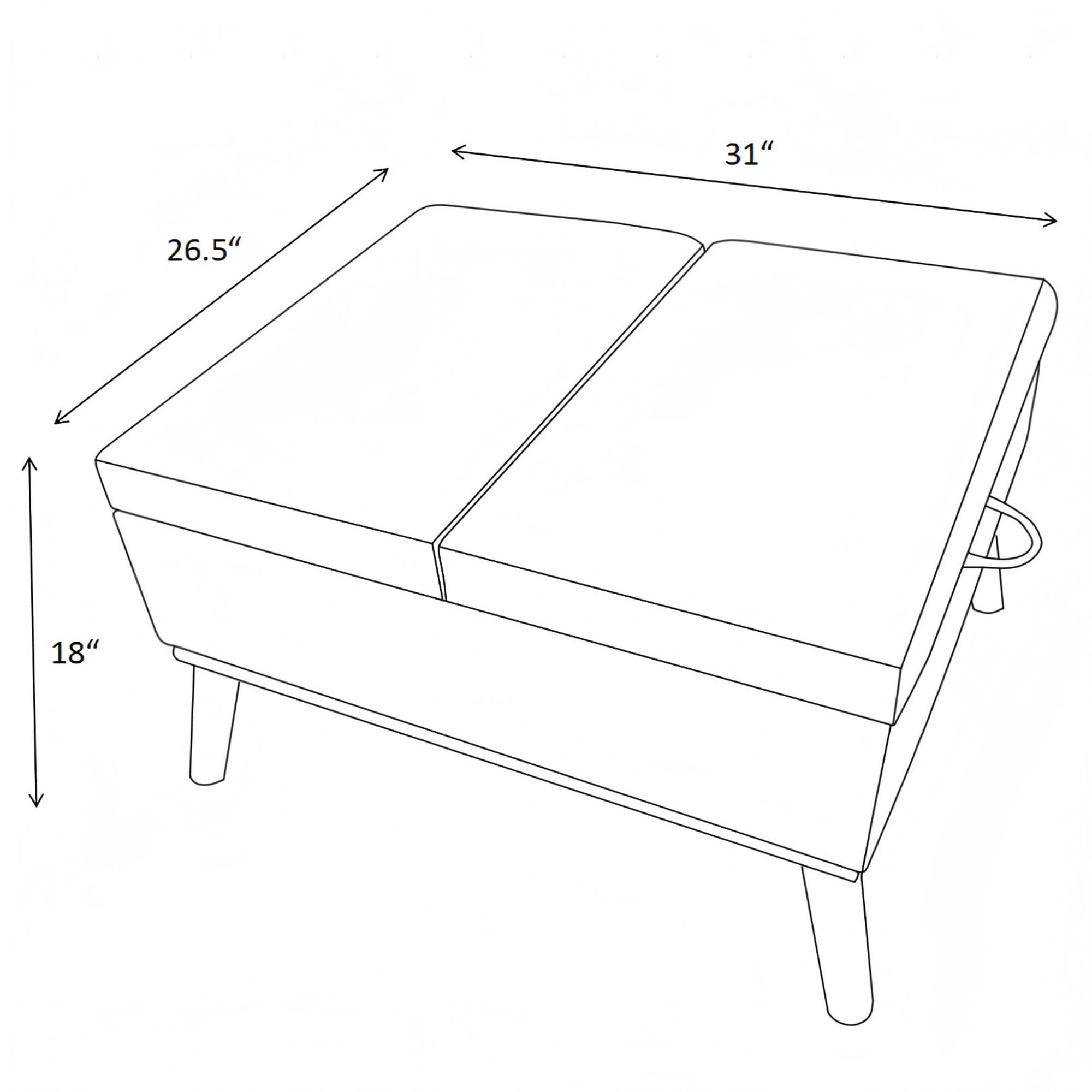 MAYEERTY 31 Inch Split Flip Top Storage Ottoman, Mid Century Multi-Functional Footrest for Living Room Home Office Small Space
