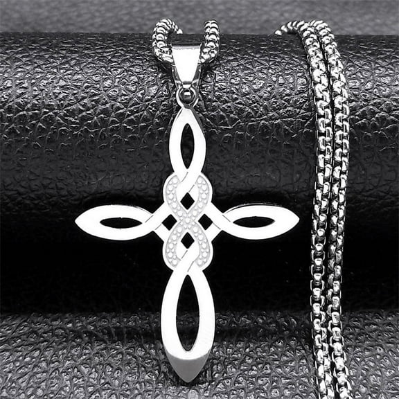 14K White Gold Witch Knot Pendant Necklace for Women Men Wicca Pagan Magic Chain Powerful Amulet Lucky Jewelry