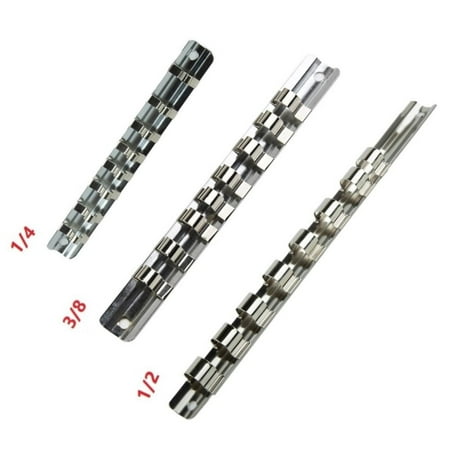 

Socket Rack Holder 1/4 3/8 1/2 Inch with 8 Clips On Rail Tool organizer Storage 1-2