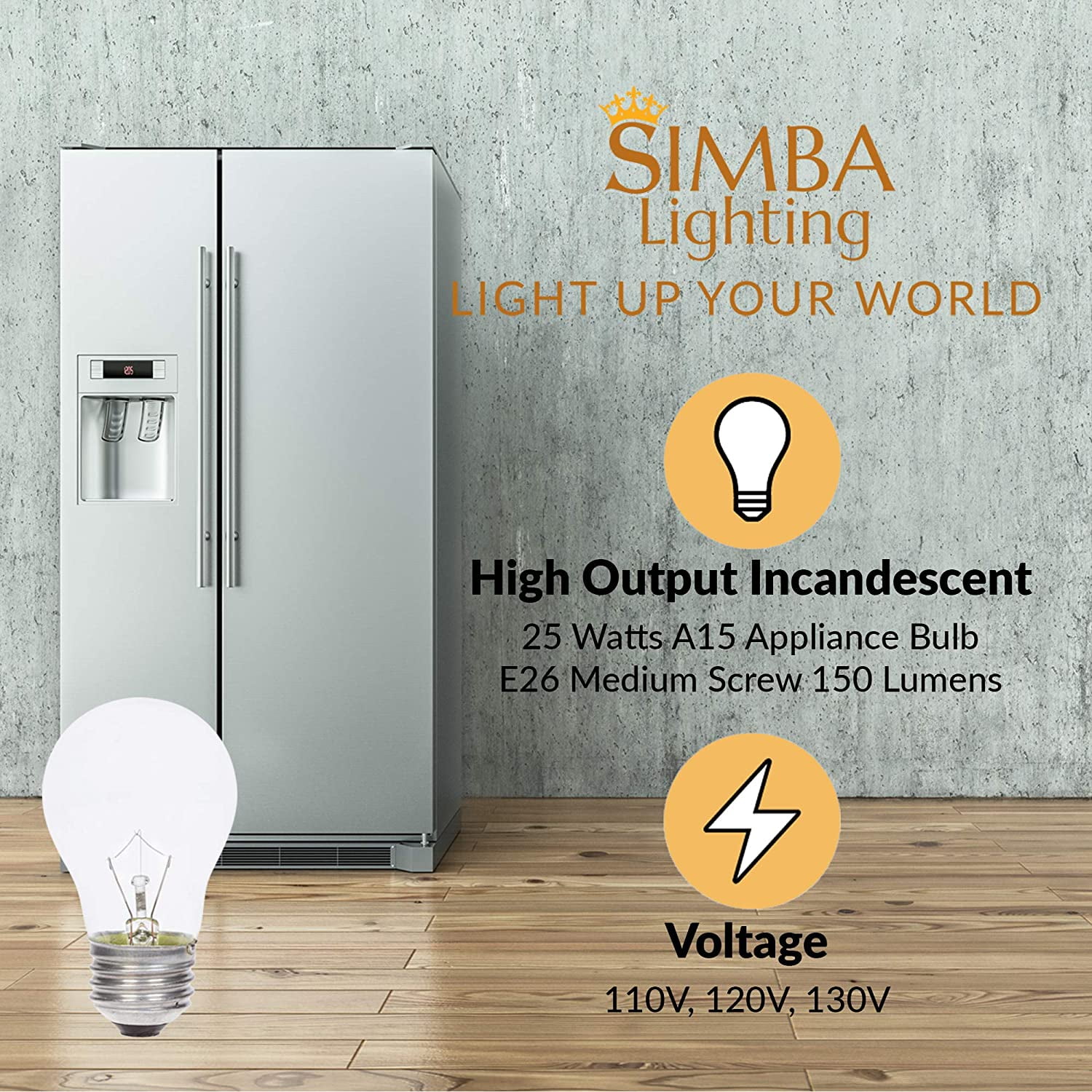 Appliance Light Bulb A15 25W (6 Pack) Incandescent Mini-Standard Shape with E26 Standard Medium Screw Base for Refrigerators, Ovens, 110V 120V 130V, Dimmable, 2700K Warm White