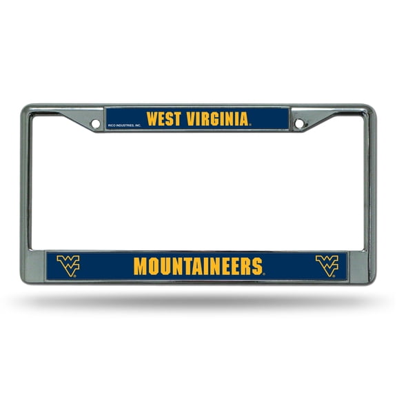 West Virginia UWV Mountaineers NCAA Chrome Metal License Plate Frame