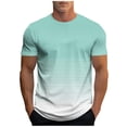 thumbnail image 2 of DPTALR Men's Fashion Gradient Striped Print Round-Neck Short-Sleeve Casual Sport T-shirt,Light Blue, L, 2 of 5