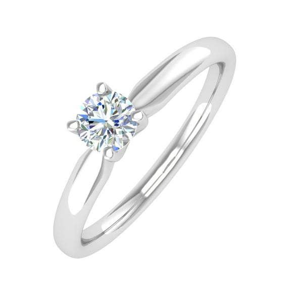 1/5 Carat 4-Prong Set Solitaire Diamond Engagement Ring Band in 14K White Gold (Ring Size 10.25)