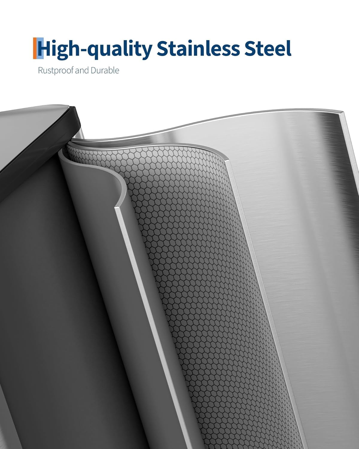 Lumiparty 21 Gallon Stainless Steel Dual Trash Can with Lid, Step-on Recycling Garbage Cans with Inner Buckets, for Kitchen, Bathroom, Silver