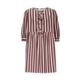 thumbnail image 4 of LLYwey Womens Summer Spring Dresses, Casual Short Sleeve Tie Front Mini Dresses Striped Print Cute Babydoll Ruffle Pleated Flowy A-Line Tunic Sundress, Sun-9, Wine, XXL, 4 of 5