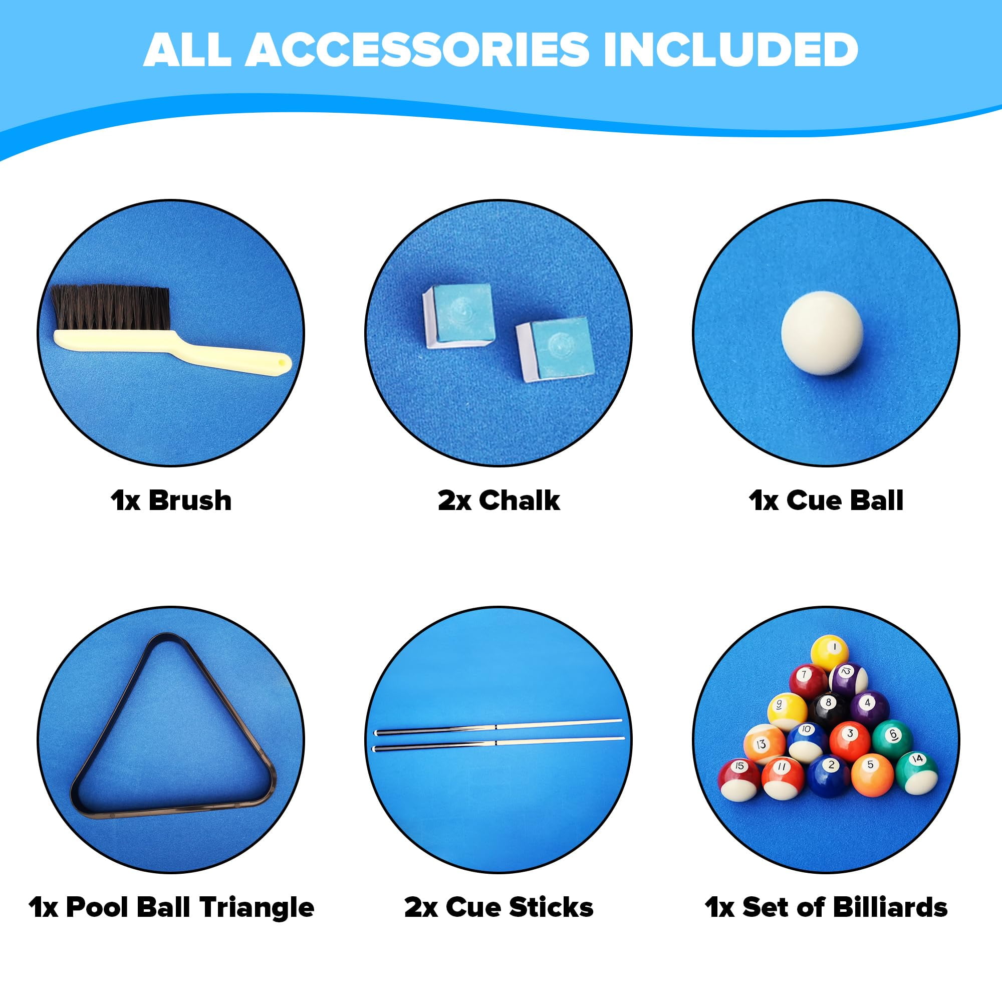 Miniyam 5.5ft Folding Pool Table, Portable Billiards Game Table with Accessories for Families, Sky Blue