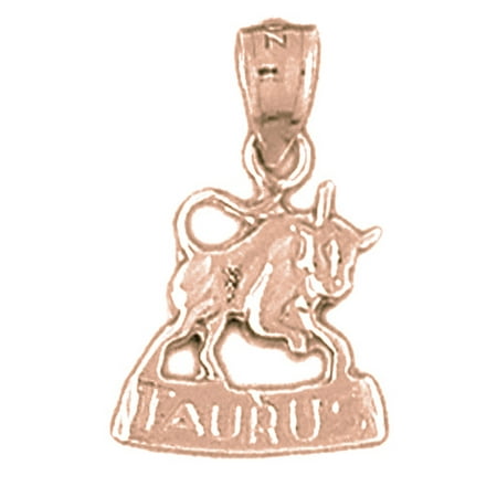 14K Rose Gold Zodiac - Taurus Pendant - 20 mm