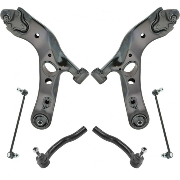 TRQ 6pc Suspension Kit Lower Control Arms w/ Ball Joints Sway Bar Links Tie Rods PSA65001