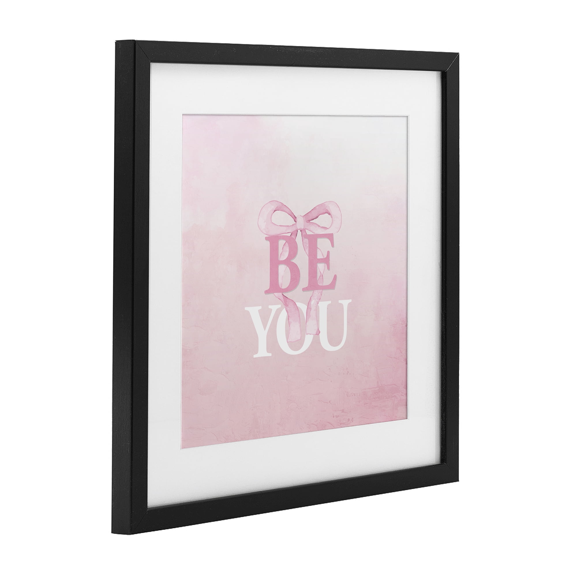 Feminine Be You Pastel Black Framed Print Under Glass, design by Kim Allen
