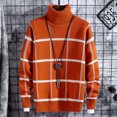 thumbnail image 3 of Suéter navideño para hombre, ropa de invierno 2020, suéteres gruesos y cálidos a cuadros para hombre, suéteres clásicos de moda de cuello alto para hombre, jersey cálido para hombre, 3 of 5