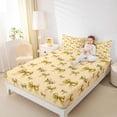 thumbnail image 4 of jejeloiu Kawaii Cartoon Bow Queen Sheet Sets,Yellow Chic Bowknot Bed Set For Girl Kids 4-Piece, 4 of 7