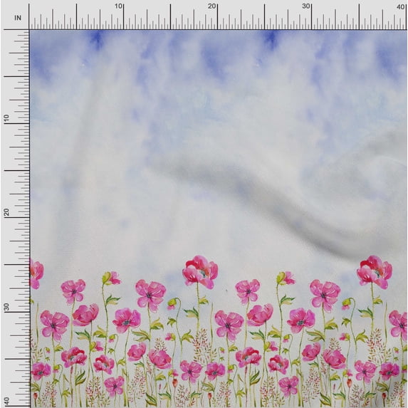 oneOone Organic Cotton Voile Fabric Leaves & Flower Panel Fabric Prints By Yard 42 Inch Wide