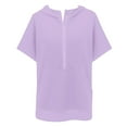 thumbnail image 7 of Xudanell Womens Clothes Fashion Half Zip Hoodie Short Sleeve Pocket Oversized Comfort Colors Sweatshirt Top Purple XL, 7 of 7