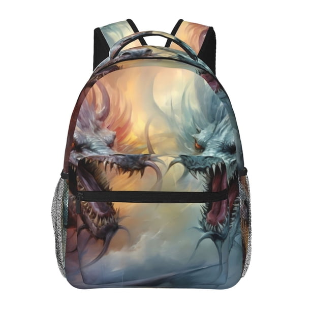 Balery White And Red Storm Dragon Mochila Escolar Impresa, Mochila Ligera para Viajes Casual, Mochila Duradera y Cómoda Multifuncional, Mochila para Laptop-One Size