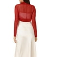 thumbnail image 3 of INSPIRE CHIC Women's Satin Shrugs for Evening Dress Open Front Mesh Cardigan Elegant Wedding Bolero S Red, 3 of 5