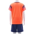thumbnail image 3 of Haitryli Kids Boys Girls 2 Piece Basketball Football Jersey Athletic T-Shirts Tops with Sweat Shorts Orange 3XS, 3 of 7