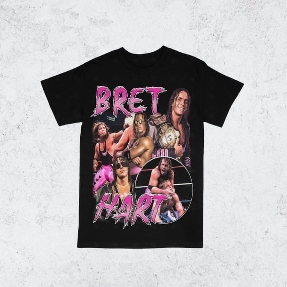 Vintage 90s Bret Hart Hitman Tee Shirt Retro Classic Graphic Tee Bootleg Bestseller Unisex Sport Gift