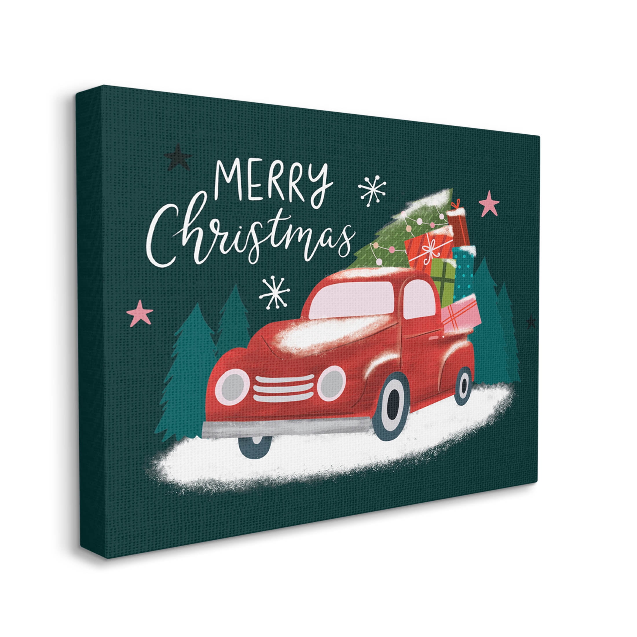Merry Christmas Gifts Truckload Holiday Graphic Art Gallery Wrapped Canvas Print Wall Art