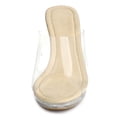 thumbnail image 2 of Sandalias Transparente Tacón De Bloque Con Plataforma Para Mujer Beige 40, 2 of 7
