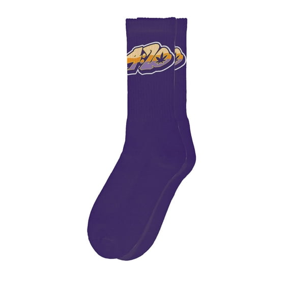 Sillies Socks 420 Purple Socks - Funny Novelty Adult Unisex Sock Set, Woven Art, Fun Unique Patterns And Designs