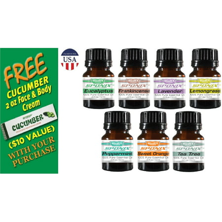 Essential Oil Gift Set - Best 7 Aromatherapy Oils Peppermint, Eucalyptus, Lemongrass, Lavender, Sweet Orange, Frankincense, Tea Tree 10 ml each by