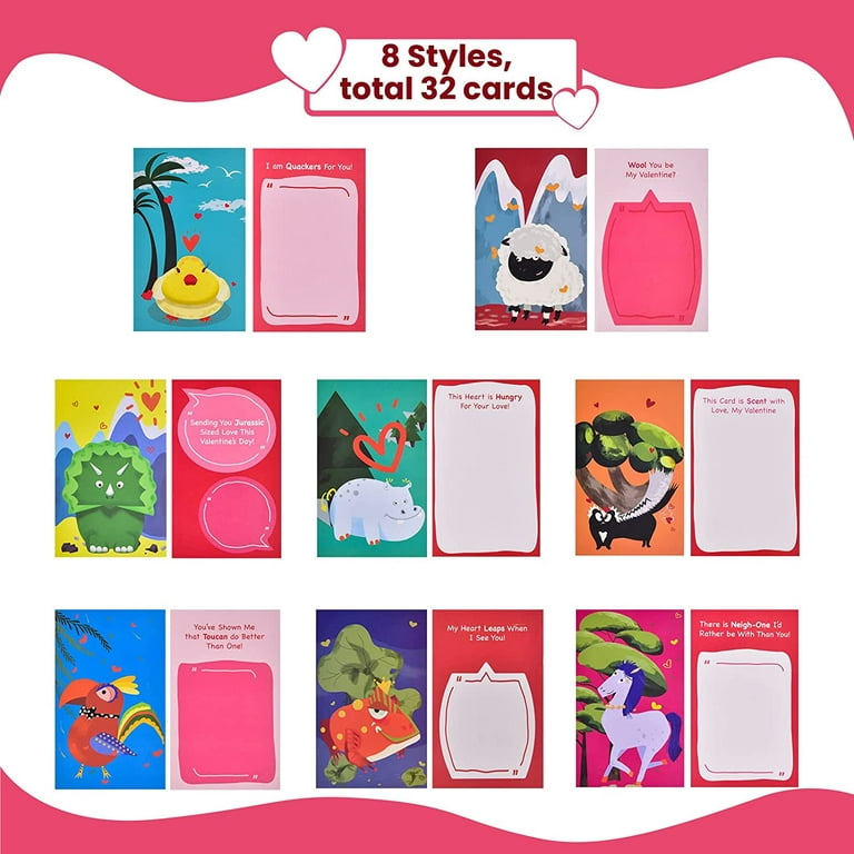 30 Set Kids Valentines Day Card Bulk Classroom Valentine Cards Bulk with  Stickers and Envelopes Kids Valentine's Day Greeting Cards for Valentine's