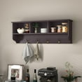 thumbnail image 4 of LoLado Entryway Wall Mounted Coat Rack with 4 Dual Hooks Living Room Wooden Storage Shelf, Espresso, 4 of 11