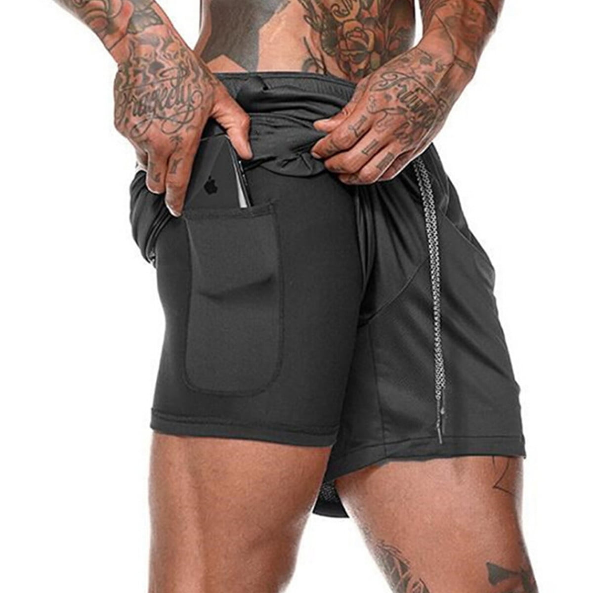 BTAPARK 2 in 1 Workout Running Shorts for Men Quick Dry Shorts Fitness Athletic Training Shorts