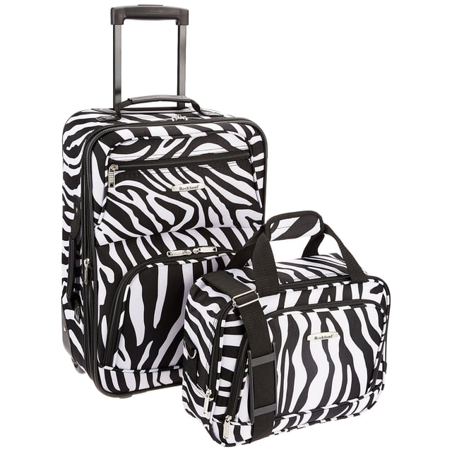 Juego de equipaje Rockland Fashion Softside Upright de 2 piezas con diseño de cebra