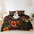 thumbnail image 2 of Homewish Spooky Halloween Skull Bedding,Retro Flowers Duvet Cover Full,Orange Green,Black Reversible,3pcs,1 Duvet Cover and 2 Pillowcases, 2 of 6