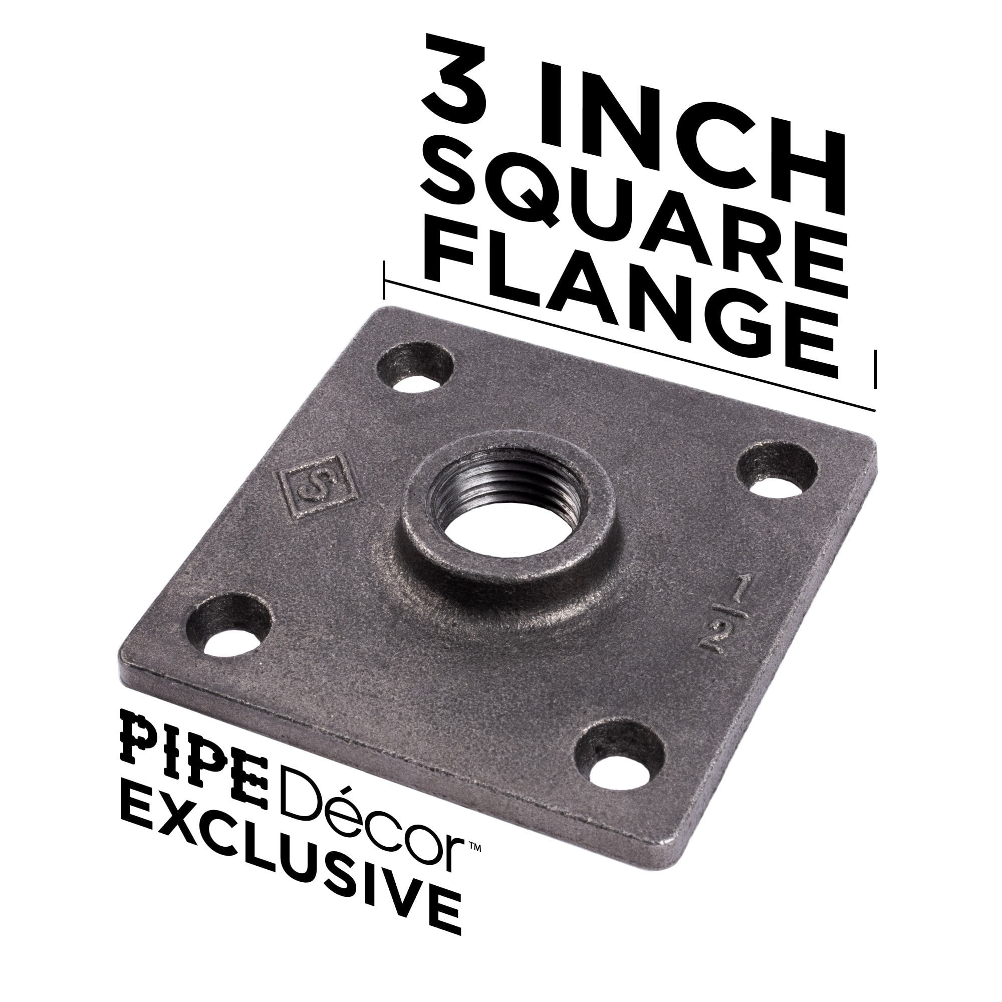 1/2 In X 4 In Square Double Flange Shelf Bracket Kit, 4 Pack