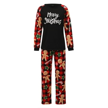 

Farrubbyine8 Merry Christmas Parent-child Nightwear Plaid Printed Top Pant Set