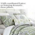 thumbnail image 6 of Southshore Fine LinensOversized 6-Piece Quilt Bedding Set lightweight, soft includes reversible King quilt, 2 matching shams, three throw pillows, Pure Melody Green, King / California King, 6 of 8