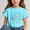 Sky Blue, variant on Frwgonr T-Shirts for Teen Girls Short Sleeve Girls Casual Shirts Graphic Tops Back of School Clothes Black, Size 3-15 Years