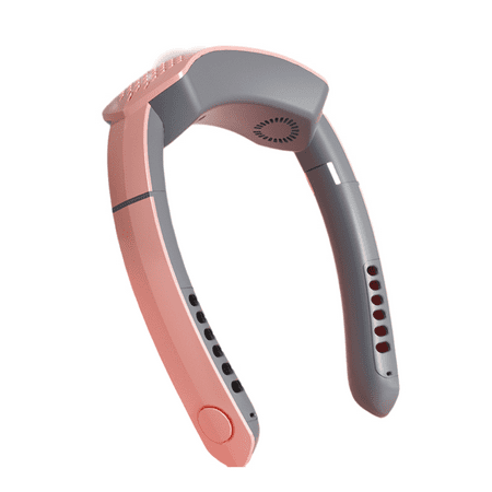 

Portable Neck Fan Hands Free Bladeless Fan Cooling Personal Fans 3 Speeds Adjustment USB Hanging Neck Fan Rechargeable Headphone Design(Pink)