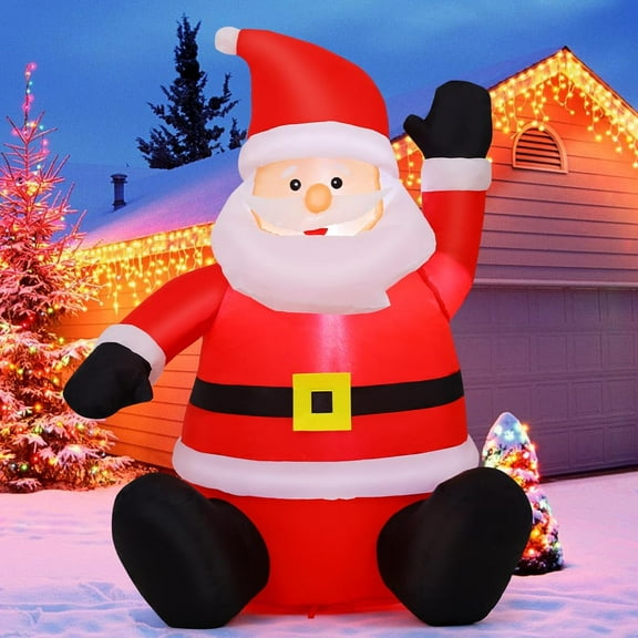 4FT Christmas Inflatables Decorations Outdoor Blow Up Santa Claus Inflatable with Built-in LEDs for Yard Lawn Garden-xlk