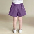 thumbnail image 5 of Cethrio Girls Summer Shorts, Elastic Waist Casual Relaxed Fit Knitting Cotton Kids Shorts Purple Size 7-8, 5 of 5