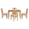 thumbnail image 2 of 5-Piece Kitchen Dining Table Set, Wooden Rectangular Dining Table and 4 Upholstered Chairs with Backrest for Kitchen, Dining Room and Cafes, Natural Wood, 2 of 9