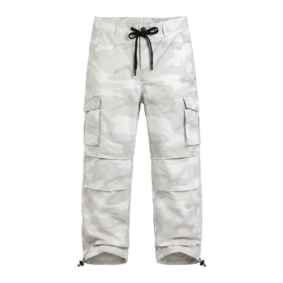 GINGTTO Men's Cargo Camo Pants, Baggy Flex Wide Leg Fashion Y2K Streetwear Drawstring Stretch