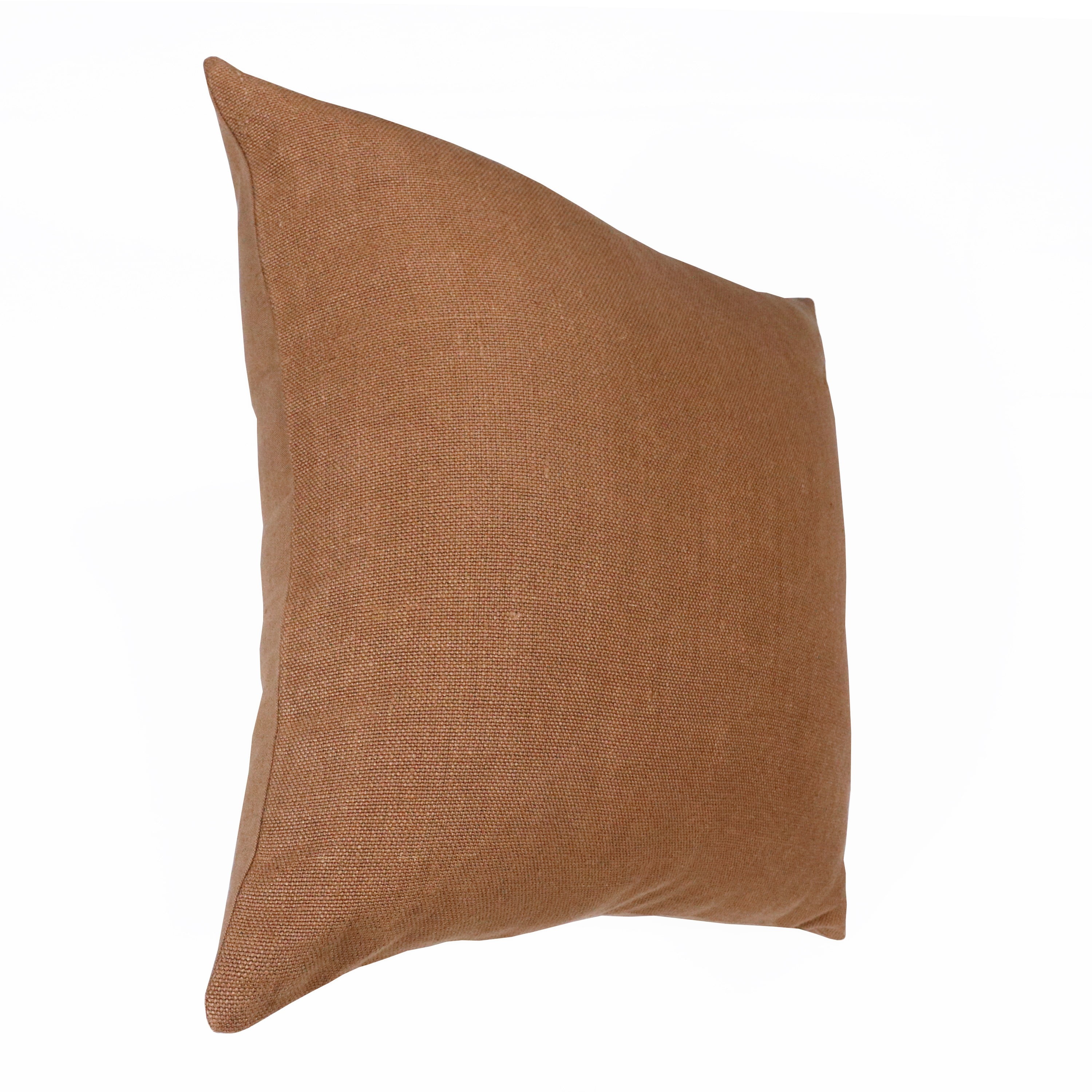 Ox Bay Euro Hand-Woven Brown Solid Linen Throw Pillow, 20" x 20"