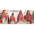thumbnail image 5 of Lentta Womens Cropped Sherpa Fleece Plaid Jacket Winter Chunky Teddy Checkered Fuzzy Outerwear, 5 of 6