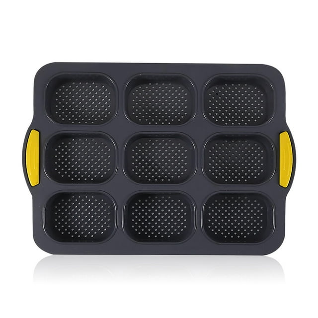 Silicone Cake Mold 9-Cavity Oval DIY Baking Pan Non-stick Baking Pan Chocolate Silicone Cake Mold Bread Pancake Non-stick Bakeware Tool, Gray