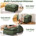 thumbnail image 6 of Accent Chair with Ottoman, Legahome 40"Wide Oversized Chenille Upholstered Lounge Chair, Comfy Reading Armchair with 3 Pillows, Barrel Chair Reading Chair for Living Room Bedroom, Green, 6 of 10