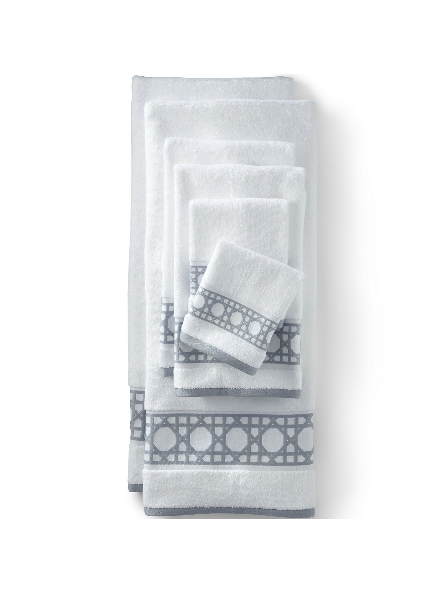 Lands' End Premium Supima Cotton Cane Weave Jacquard Border Hand Towel