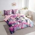 thumbnail image 3 of Homewish Pet Kitten Lovers 7-Piece Bedding Comforter Set,Japanese Sakura King Bedding Sets,Pink Cherry Blossom Bed Sheets For Girl Teens,Ultra Soft Home Decor Reversible, 3 of 8