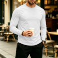 thumbnail image 2 of Fabrcox Long Sleeve Shirts for Men Crew Neck Raglan Shirt Men Lightweight Breathable Sun Protection Going Out Athletic Men Workout Shirts White XL, 2 of 7