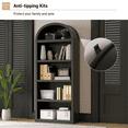 thumbnail image 3 of 5-Tier Black Arched Bookshelf, 72" Tall Arched Bookcase with Storage Shelves, Floor Standing Open Display Shelving Unit for Living Room, Bedroom, Home Office, 3 of 11