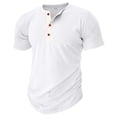 thumbnail image 3 of FhsagQ Chemises pour Hommes Chemises pour Hommes String Chemises d'Été Décontractées pour Hommes à Boutons Col Rond Chemises Unies Manches Courtes Chemises pour Hommes Hauts Chemises pour Hommes Hauts en Coton Blanc G, 3 of 6