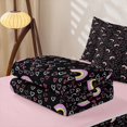 thumbnail image 5 of Erosebridal Cute Rainbow Zipper Twin Comforter Sets with Fitted Sheet and 2 Pillowcases, Cartoon Love Heart Zipper Bedding Set, Pink Reversible, Black Rainbow, Pink Reversible, 5 of 7